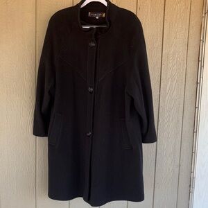 Komitor Vintage Wool Blend Black Coat 2X Made in USA Classic Minimalist Timeless
